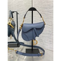Dior Small Saddle Bag Grained Calfskin Blue