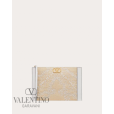 cheap knokcoff valentino canada outlet Embroidered Vlogo Signature Pouch for Woman in Natural/white