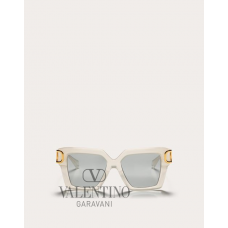 Knock off valentino canada store I - Squared Acetate Vlogo Frame for Woman in Ivory/silver