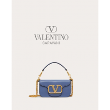 Real quality fake valentino canada Locò Small Shoulder Bag In Calfskin for Woman in Ultramarine