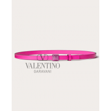 high quality fake valentino canada sale One Stud Shiny Calfskin Belt 12mm for Woman in Pink Pp