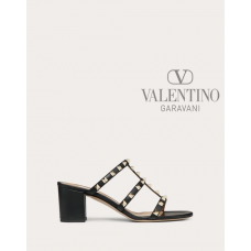 Replica valentino yorkdale toronto Rockstud Calfskin Leather Slide Sandal 60 Mm for Woman in Black