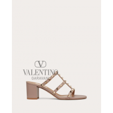 high quality fake valentino canada sale Rockstud Calfskin Leather Slide Sandal 60 Mm for Woman in Poudre