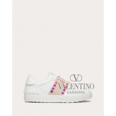 Replica valentino yorkdale toronto Rockstud Untitled Calfskin Sneaker for Woman in White/rose Quartz