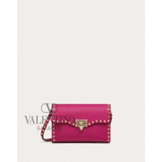 replicas valentino canada Small Rockstud Grainy Calfskin Crossbody Bag for Woman in Rose Violet