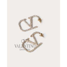 replicas valentino canada Vlogo Signature Earrings In Metal And Swarovski® Crystals. for Woman in Gold
