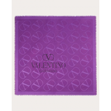 reps valentino canada locations Vlogo Signature Jacquard Shawl In Silk And Wool 140x140 Cm for Woman in Astral Purple