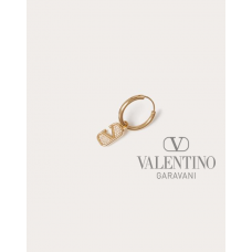 imitation valentino canada stores Vlogo Signature Metal And Swarovski® Crystal Single Earring for Man in Gold