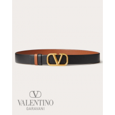 Cheap valentino canada stores Vlogo Signature Reversible Elk-print Calfskin Belt 30 Mm for Man in Saddle Brown/black