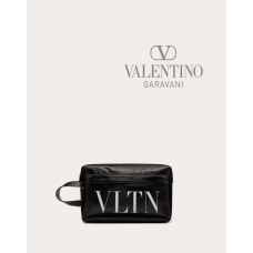 Cheap valentino canada stores Vltn Calfskin Leather Washbag for Man in Black/white