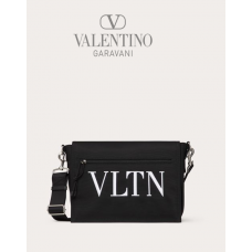 AAA quality fake valentino canada sale Vltn Nylon Messenger Bag for Man in Black/white