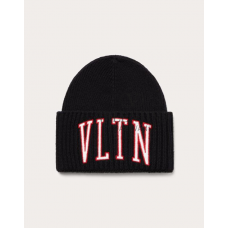 Buy fake valentino canada outlet Vltn Wool Beanie for Man in Black/white/red