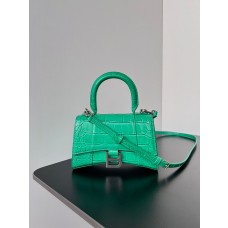 Balenciaga Hourglass Mini Handbag 19CM Crocodile Embossed Green