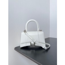 Balenciaga Mini Hourglass Handbag 19CM White Crocodile Embossed