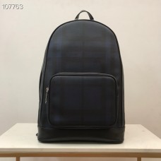 Burberry London Check and Leather Backpack Blue Black