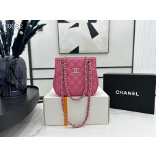 Chanel Chain Tote Shoulder Bag AS3176 Caviar Skin Rose PInk