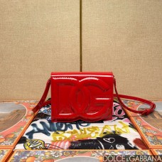 Dolce & Gabbana Calfskin DG Logo Crossbody Bag Shiny Red