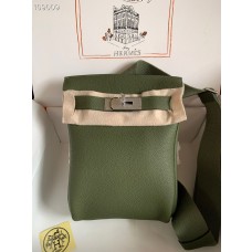 Hermes HAC A DOS PM Backpack Togo Leather Palladium Hardware Green