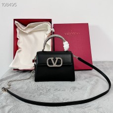 Valentino Small Vsling Calfskin Handbag Jewel Handle Black